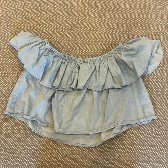 Off The Shoulder Blue Top - Picture 2 of 3